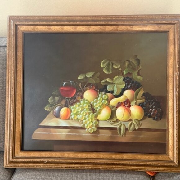 Artist J.Abrams Original Oil Painting Fruit Still Life Realism - Picture 2 of 6